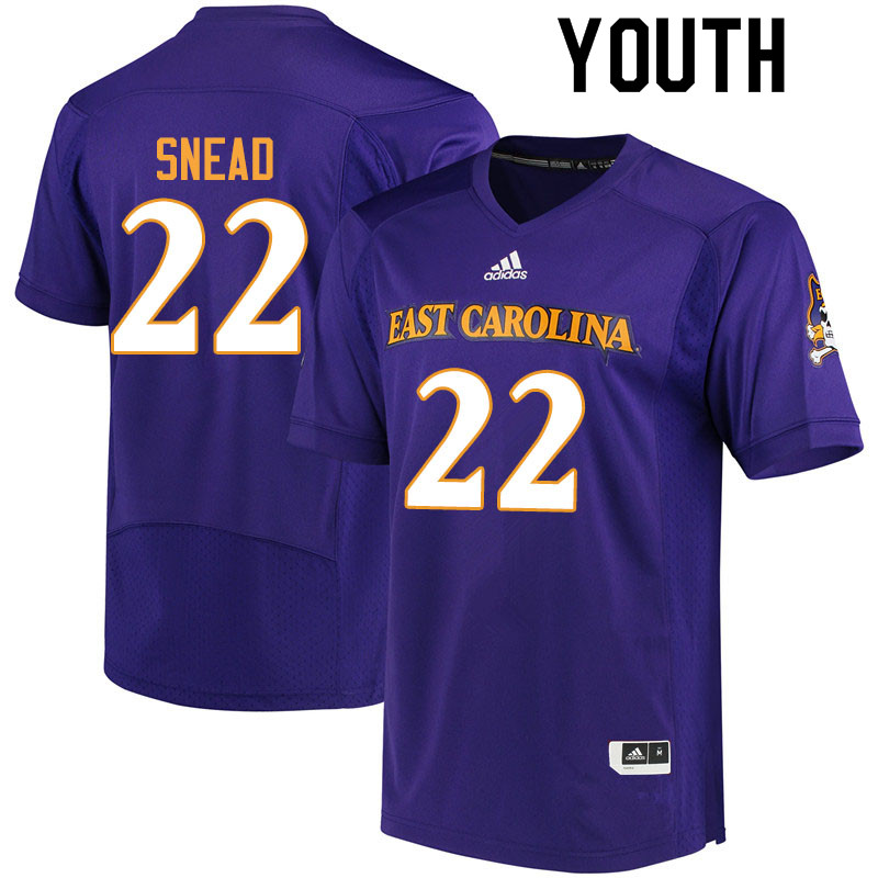 Youth #22 Tyler Snead ECU Pirates College Football Jerseys Sale-Purple - Click Image to Close